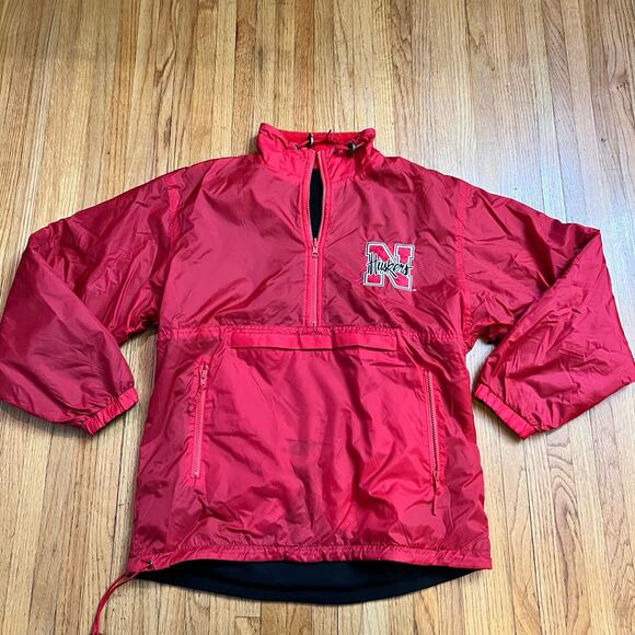 Champion Jacket Mens Small Nebraska Huskers Half Zip Reversible Coat Fleece - Picture 1 of 8